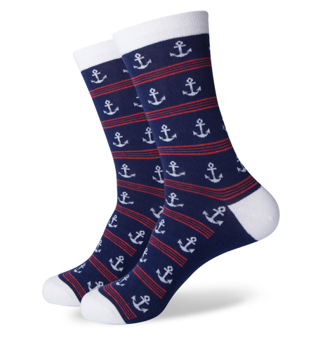 Striped Anchor Socks - Sock Mafia
